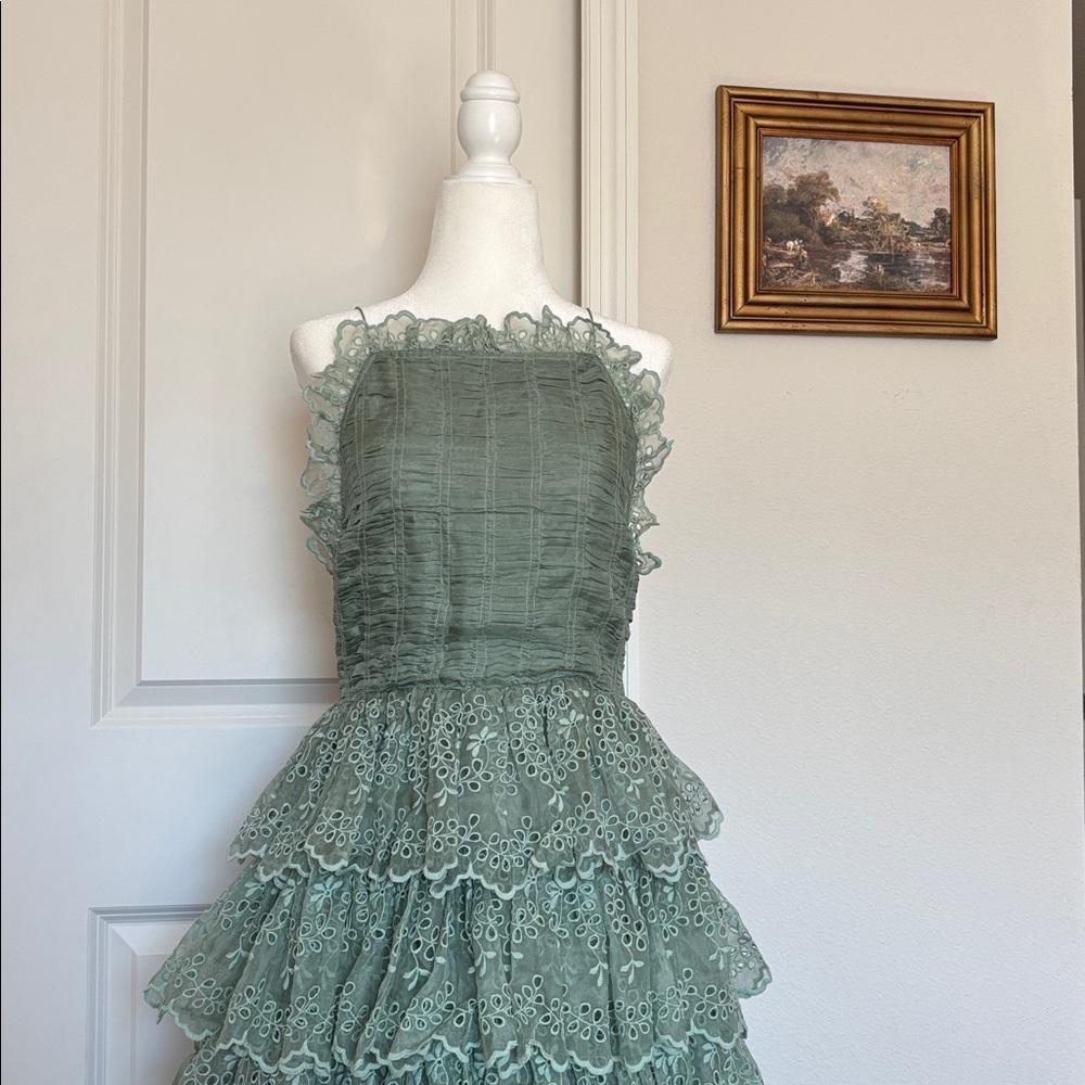 DÔEN XS/S Forsythia dress in Malibu mint Sage Lace Maxi Dress mint eyelet dress - Picture 4 of 13